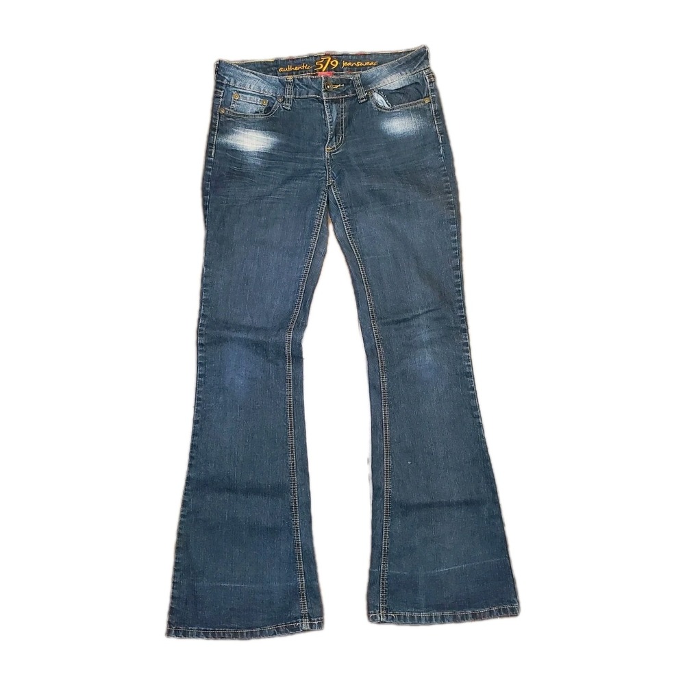 Authentic 579 Jeanswear Bootcut Dark Blue Low Rise Pocket Flare Women Sz 9